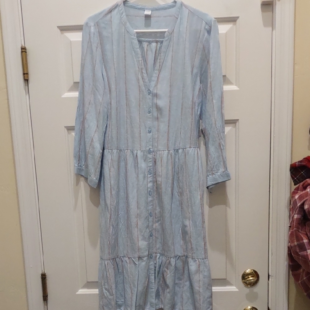 Old Navy Blue Tiered Casual Dress with Scoop Neck